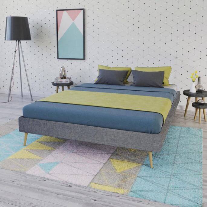 Lit adulte scandinave tissu Agnar